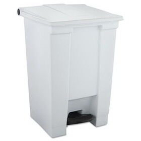 Rubbermaid RCP6144WHI Indoor Utility Step-On Waste Container, Square, Plastic, 12gal, White