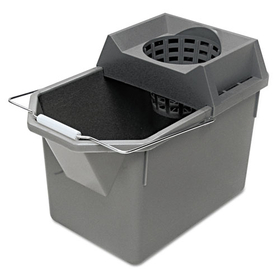 Rubbermaid RCP6194STL Pail/Strainer Combination, 15 qt, Steel Gray