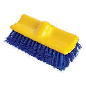 Rubbermaid RCP6337BLU Bi-Level Deck Scrub Brush, Blue Polypropylene Bristles, 10" Brush, 10" Plastic Block, Threaded Hole