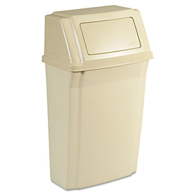Rubbermaid RCP7822BEI Slim Jim Wall-Mounted Container, 15 gal, Plastic, Beige