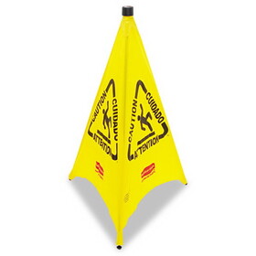 Rubbermaid RCP9S0100YL Three-Sided Caution, Wet Floor Safety Cone, 21w X 21d X 30h, Yellow