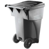 Rubbermaid RCP9W22GY Brute Rollout Heavy-Duty Waste Container, Square, Polyethylene, 95gal, Gray
