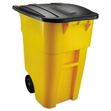 Rubbermaid RCP9W27YEL Brute Rollout Container, Square, Plastic, 50 Gal, Yellow