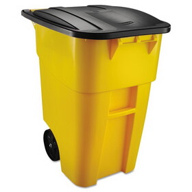 Rubbermaid RCP9W27YEL Square Brute Rollout Container, 50 gal, Molded Plastic, Yellow