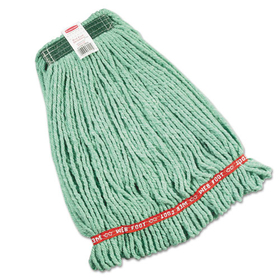 Rubbermaid FGA21206GR00 Web Foot Wet Mop Heads, Shrinkless, Cotton/Synthetic, Green, Medium
