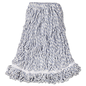 Rubbermaid RCPA413 Web Foot Finish Mop, Cotton/synthetic, White, Large, 1" White Headband, 6/carton