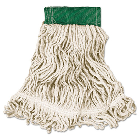 Rubbermaid FGD25206WH00 Super Stitch Looped-End Wet Mop Head, Cotton/Synthetic, Medium, Green/White