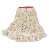 Rubbermaid FGD25306WH00 Super Stitch Looped-End Wet Mop Head, Cotton/Synthetic, Large Size, Red/White