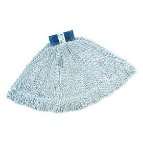 Rubbermaid RCPD513 Super Stitch Finish Mops, Cotton/Synthetic, White, Large, 1-in. Blue Headband