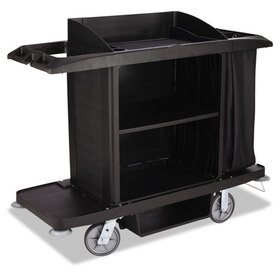 Rubbermaid RCPFG618900BLA Housekeeping Cart, 22w X 60d X 50h, Black