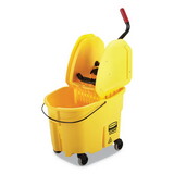 Rubbermaid RCPFG757788YEL WaveBrake 2.0 Bucket/Wringer Combos, Down-Press, 35 qt, Plastic, Yellow