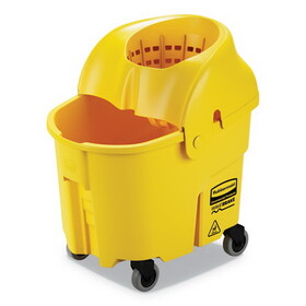 Rubbermaid RCPFG759088YEL WaveBrake Institution Bucket and Wringer Combos, Down-Press, 35 qt, Plastic, Yellow