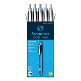 Schneider RED132501 Rave XB Ballpoint Pen, Retractable, Extra-Bold 1.4 mm, Black Ink, Blue/Black Barrel