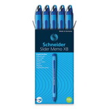 Schneider RED150203 Slider Memo XB Ballpoint Pen, Stick, Extra-Bold 1.4 mm, Blue Ink, Blue/Light Blue Barrel, 10/Box