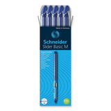 Schneider RED151103 Slider Ballpoint Pen, Stick, Medium 0.8 mm, Blue Ink, Blue/Silver Barrel, 10/Box