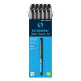 Schneider RED151201 Slider Ballpoint Pen, Stick, Extra-Bold 1.4 mm, Black Ink, Black/Silver Barrel, 10/Box