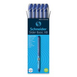Schneider RED151203 Slider Ballpoint Pen, Stick, Extra-Bold 1.4 mm, Blue Ink, Blue/Silver Barrel, 10/Box