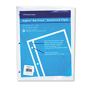 REDIFORM OFFICE PRODUCTS RED20122 Rip Proof Reinforced Filler Paper, Ruled, 20 Lb, Letter, White, 100 Sheets/pk