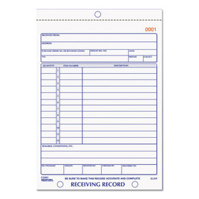 Rediform RED2L259 Receiving Record Book, 5 1/2 X 7 7/8, Two-Part Carbonless, 50 Sets/book