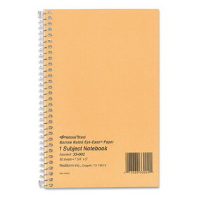 Rediform RED33002 Single-Subject Wirebound Notebooks, Narrow Rule, Brown Paperboard Cover, (80) 7.75 x 5 Sheets