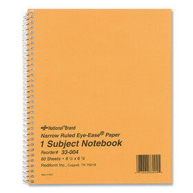 Rediform RED33004 Single-Subject Wirebound Notebooks, Narrow Rule, Brown Paperboard Cover, (80) 8.25 x 6.88 Sheets