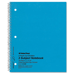 REDIFORM OFFICE PRODUCTS RED33386 3 Subject Wirebound Notebook, College Rule, 11 X 8 7/8, White, 150 Sheets