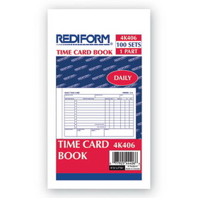 Rediform RED4K406 Employee Time Card, Daily, Two-Sided, 4-1/4 X 7, 100/pad