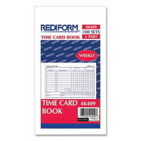 Rediform RED4K409 Employee Time Card, Weekly, 4-1/4 X 7, 100/pad