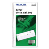 Rediform RED51113 Detail Wirebound Voice Mail Log Book, One-Part (No Copies), 5 x 1.63, 6 Forms/Sheet, 600 Forms Total