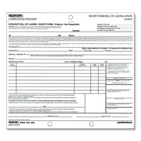 REDIFORM OFFICE PRODUCTS RED6P695 Speediset Bill of Lading, Short Form, Three-Part Carbonless, 7 x 8.5, 50 Forms Total