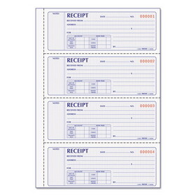 Rediform RED8L806 Money Receipt Book, Softcover, Two-Part Carbonless, 7 x 2.75, 4 Forms/Sheet, 200 Forms Total