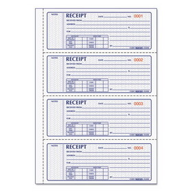 Rediform RED8L808R Money Receipt Book, FormGuard Cover, Three-Part Carbonless, 7 x 2.75, 4 Forms/Sheet, 100 Forms Total