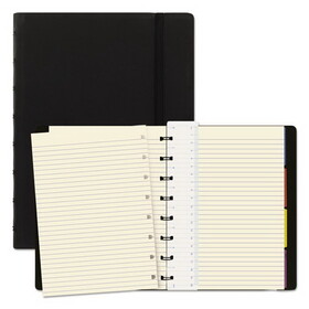 Filofax REDB115007U Notebook, 1-Subject, Medium/College Rule, Black Cover, (112) 8.25 x 5.81 Sheets