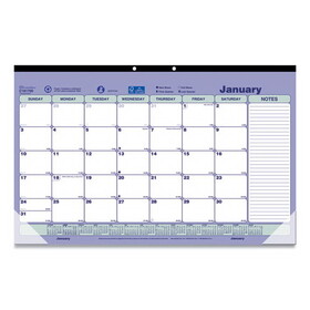 Brownline REDC181700 Monthly Desk Pad Calendar, 17.75 x 10.88, White/Blue/Green Sheets, Black Binding, Clear Corners, 12-Month (Jan to Dec): 2025