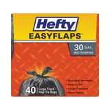 Hefty RFPE27744CT Easy Flaps Trash Bags, Tie-Flap, 30 gal, 0.85 mil, 30