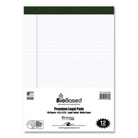 Roaring Spring ROA24326 Usda Certified Bio-Preferred Legal Pad, Ruled, Ltr, 40 Sheets, White, 12/pack