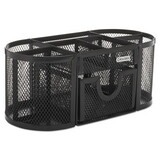 ELDON OFFICE PRODUCTS ROL1746466 Mesh Pencil Cup Organizer, Four Compartments, Steel, 9 1/3 X 4 1/2 X 4, Black