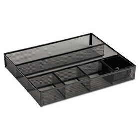ELDON OFFICE PRODUCTS ROL22131 Metal Mesh Deep Desk Drawer Organizer, Six Compartments, 15.25 x 11.88 x 2.5, Black