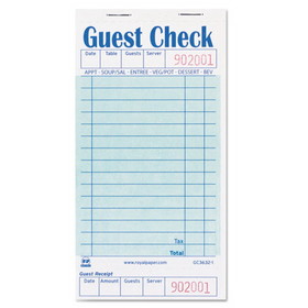 AmerCareRoyal RPPGC36321 Guest Check Pad with Ruled Back, 15 Lines, One-Part (No Copies), 3.5 x 6.7, 50 Forms/Pad, 50 Pads/Carton