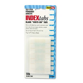 Redi-Tag RTG31000 Side-Mount Self-Stick Plastic Index Tabs, 1 Inch, White, 104/pack