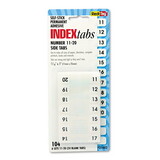 REDI-TAG CORPORATION RTG31002 Side-Mount Self-Stick Plastic Index Tabs Nos 11-20, 1 Inch, White, 104/pack