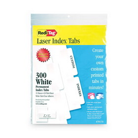 REDI-TAG CORPORATION RTG39170 Laser Printable Index Tabs, 1/5-Cut, White, 2" Wide, 300/Pack