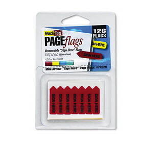 Redi-Tag RTG72020 Mini Arrow Page Flags, "Sign Here", Blue/Mint/Red/Yellow, 126 Flags/Pack