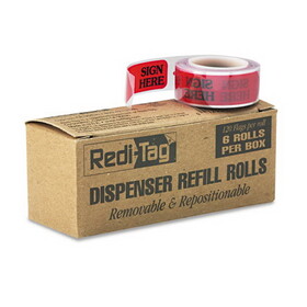 REDI-TAG CORPORATION RTG91002 Arrow Message Page Flag Refills, "sign Here", Red, 6 Rolls Of 120 Flags/box