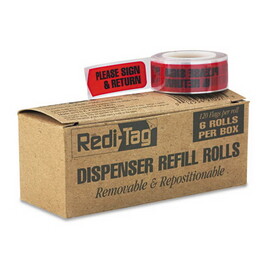 REDI-TAG CORPORATION RTG91037 Arrow Message Page Flag Refills, "Please Sign and Return", Red, 120 Flags/Roll, 6 Rolls/Box