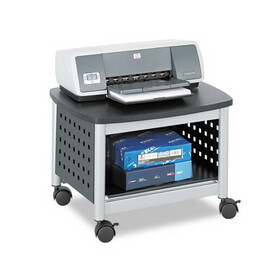 SAFCO PRODUCTS SAF1855BL Scoot Under-Desk Printer Stand, Metal, 2 Shelves, 100 lb Capacity, 20.25" x 16.5" x 14.5", Black/Silver