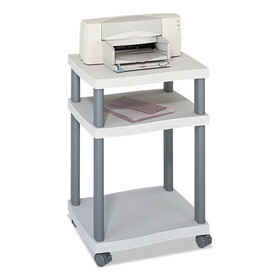 Safco SAF1860GR Wave Design Deskside Printer Stand, Plastic, 3 Shelves, 20" x 17.5" x 29.25", White/Charcoal Gray