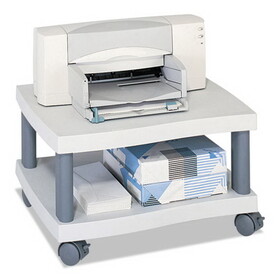 Safco SAF1861GR Wave Design Under-Desk Printer Stand, Plastic, 2 Shelves, 20" x 17.5" x 11.5", White/Charcoal Gray