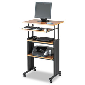 Safco SAF1929MO Muv Stand-Up Adjustable-Height Desk, 29.5" x 22" x 35" to 49", Oak/Black