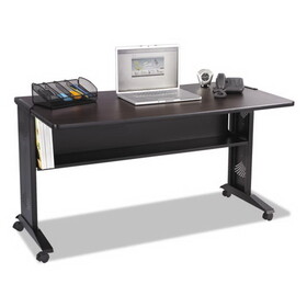 Safco SAF1933 Mobile Computer Desk with Reversible Top, 53.5" x 28" x 30", Mahogany/Medium Oak/Black